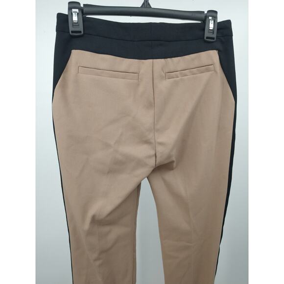 A.L.C. James Pants 2 Wool Mohair Blend Cropped Tuxedo Stripe Trousers Tan Black - Picture 6 of 11